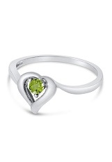 lovely white gold heart round peridot gemstone baby birthstone ring